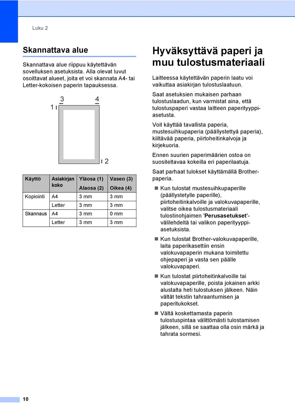 Laitteessa käytettävän paperin laatu voi vaikuttaa asiakirjan tulostuslaatuun.