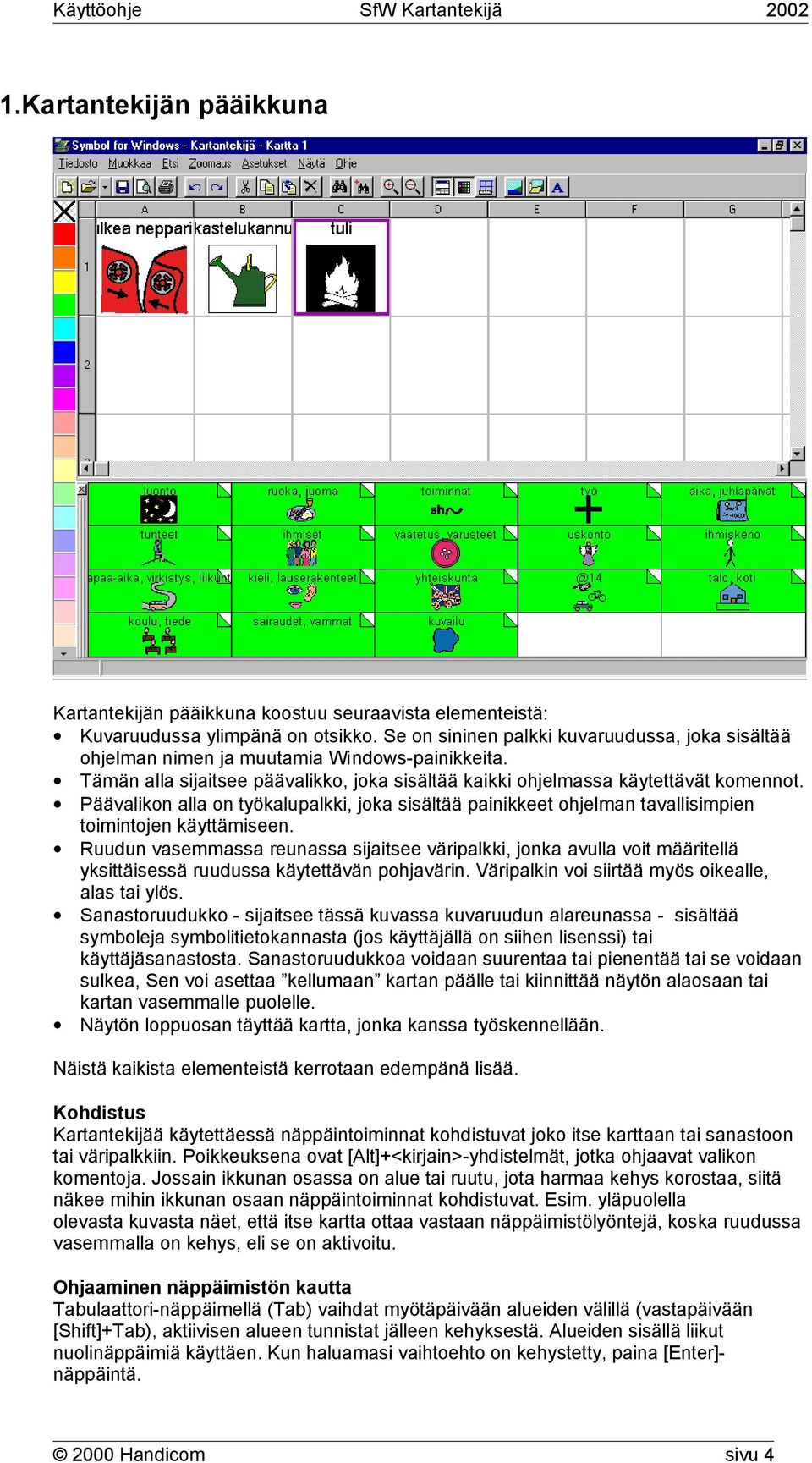 Päävalikon alla on työkalupalkki, joka sisältää painikkeet ohjelman tavallisimpien toimintojen käyttämiseen.