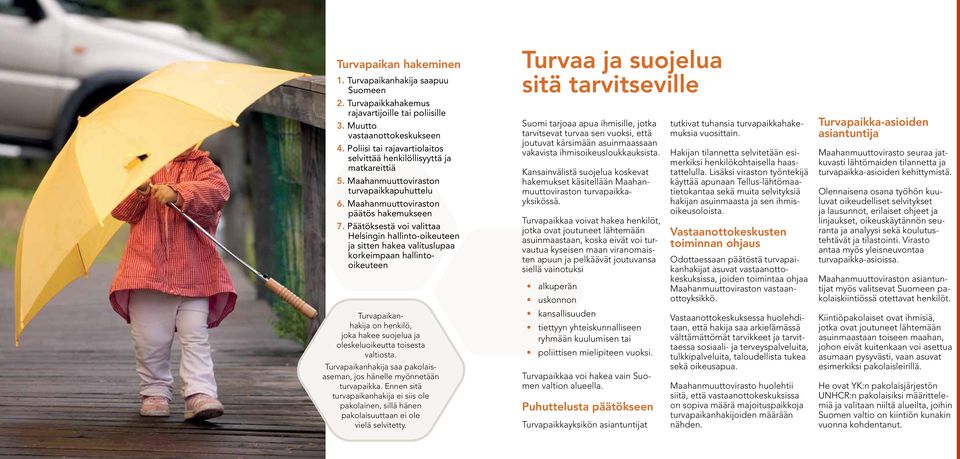 Päätöksestä voi valittaa Helsingin hallinto-oikeuteen ja sitten hakea valituslupaa korkeimpaan hallintooikeuteen Turvapaikanhakija on henkilö, joka hakee suojelua ja oleskeluoikeutta toisesta