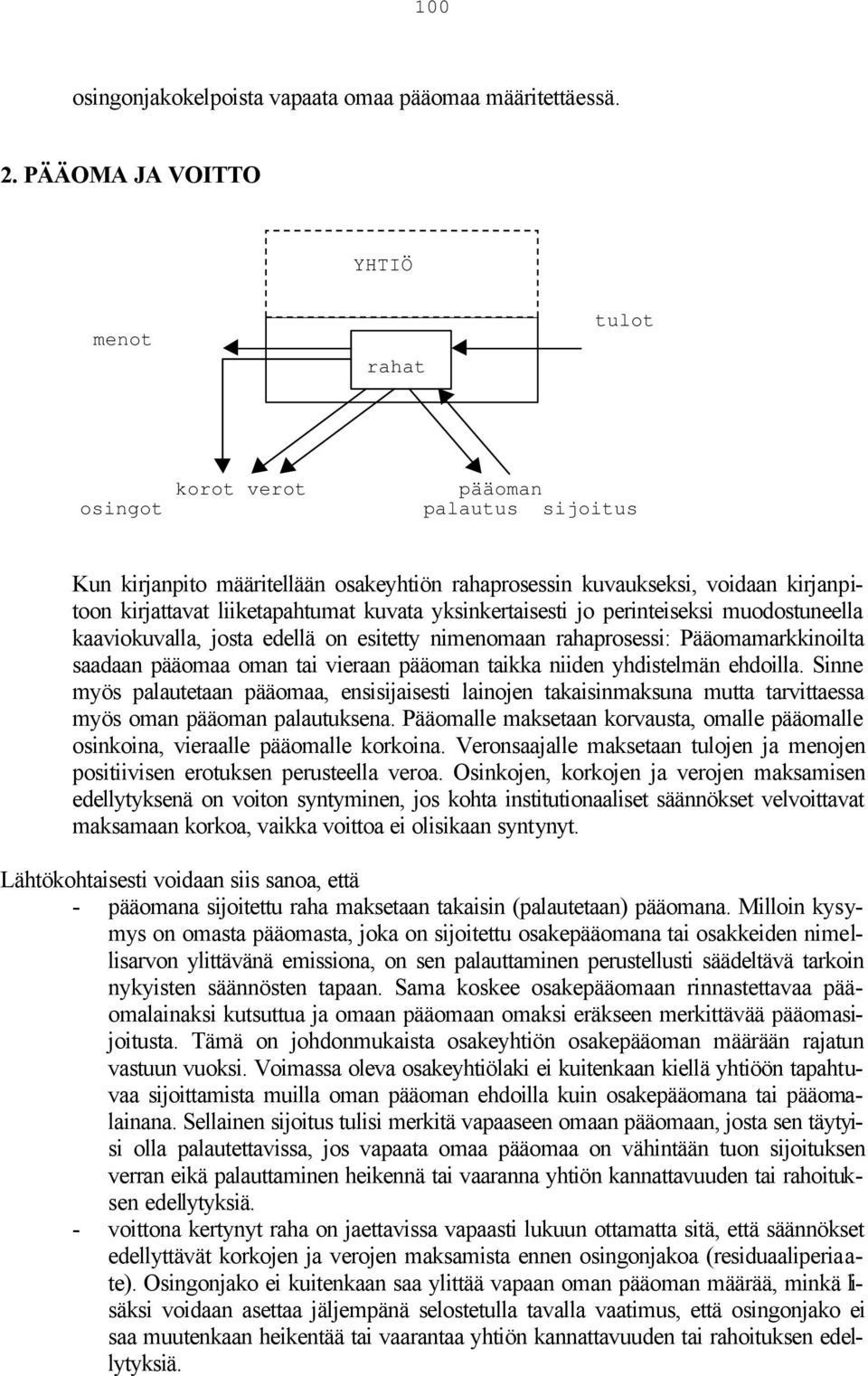 liiketapahtumat kuvata yksinkertaisesti jo perinteiseksi muodostuneella kaaviokuvalla, josta edellä on esitetty nimenomaan rahaprosessi: Pääomamarkkinoilta saadaan pääomaa oman tai vieraan pääoman