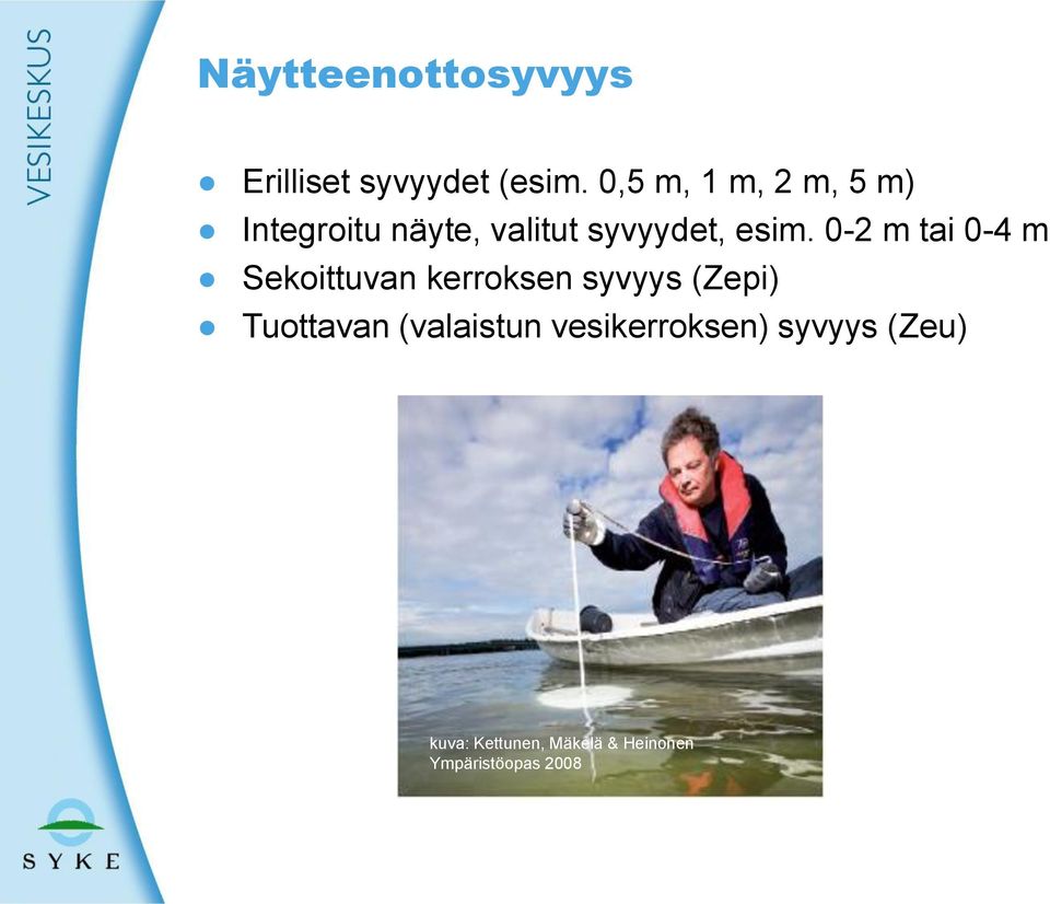 0-2 m tai 0-4 m Sekoittuvan kerroksen syvyys (Zepi) Tuottavan