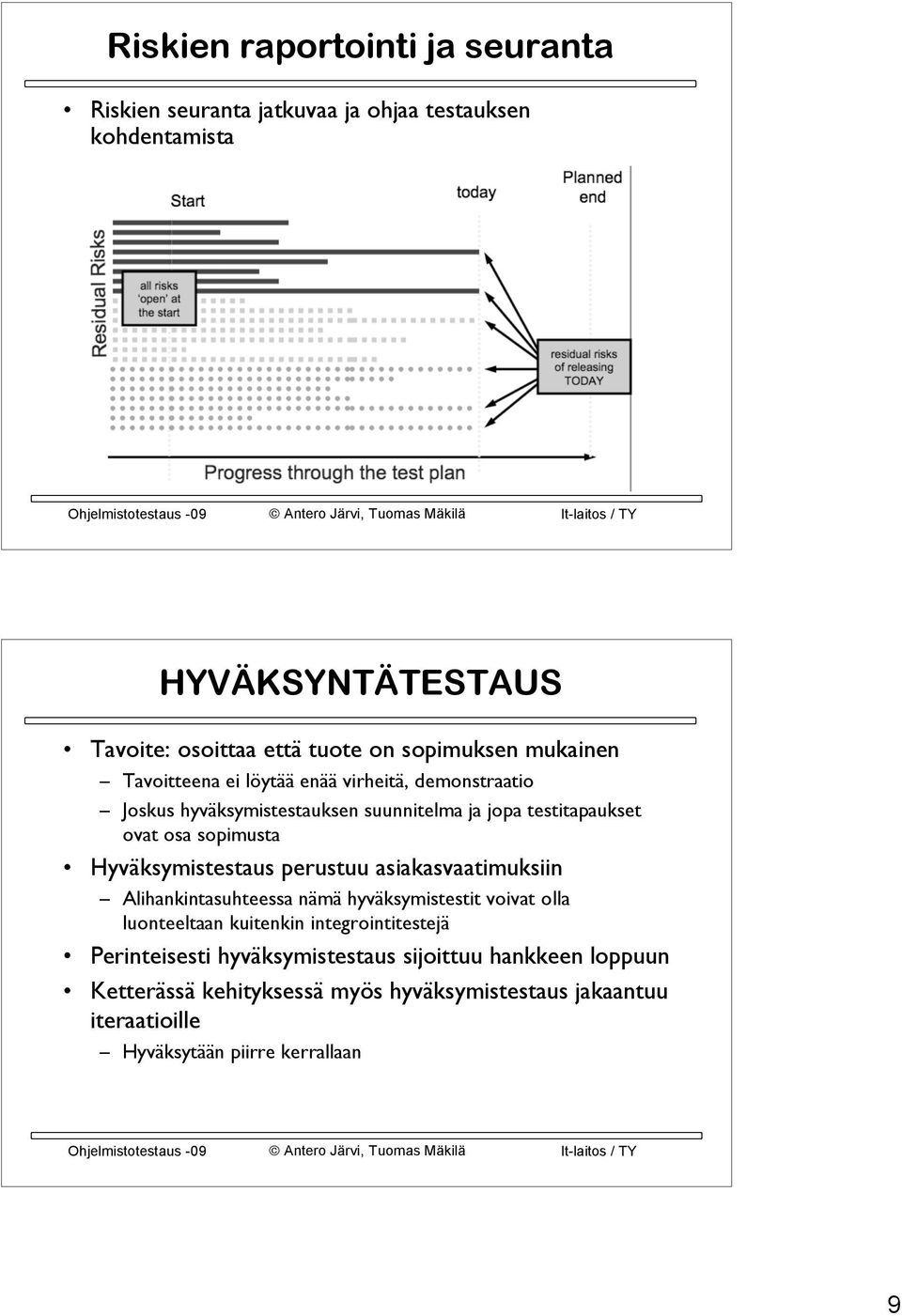 sopimusta Hyväksymistestaus perustuu asiakasvaatimuksiin Alihankintasuhteessa nämä hyväksymistestit voivat olla luonteeltaan kuitenkin