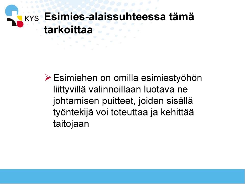 valinnoillaan luotava ne johtamisen puitteet,