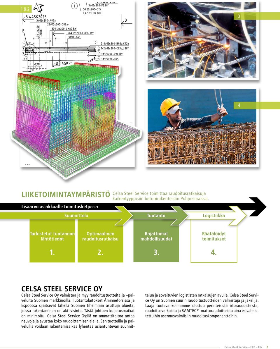 CELSA STEEL SERVICE OY Celsa Steel Service Oy valmistaa ja myy raudoitustuotteita ja palveluita Suomen markkinoilla.