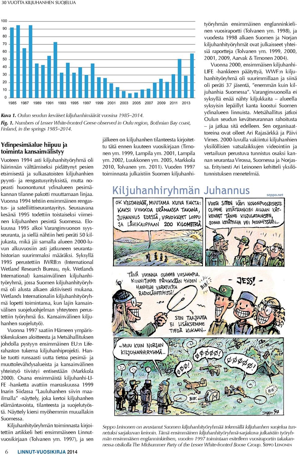 Ydinpesimäalue hiipuu ja toiminta kansainvälistyy Vuoteen 1994 asti kiljuhanhityöryhmä oli häirinnän välttämiseksi pidättynyt pesien etsimisestä ja sulkasatoisten kiljuhanhien pyynti- ja