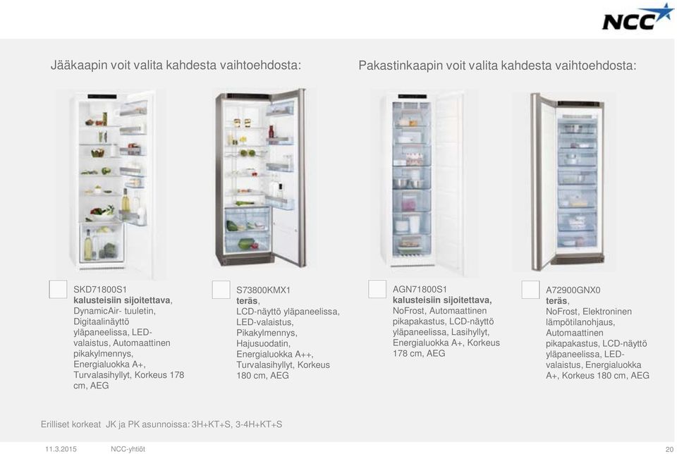 A++, Turvalasihyllyt, Korkeus 180 cm, AEG AGN71800S1 kalusteisiin sijoitettava, NoFrost, Automaattinen pikapakastus, LCD-näyttö yläpaneelissa, Lasihyllyt, Energialuokka A+, Korkeus 178 cm, AEG