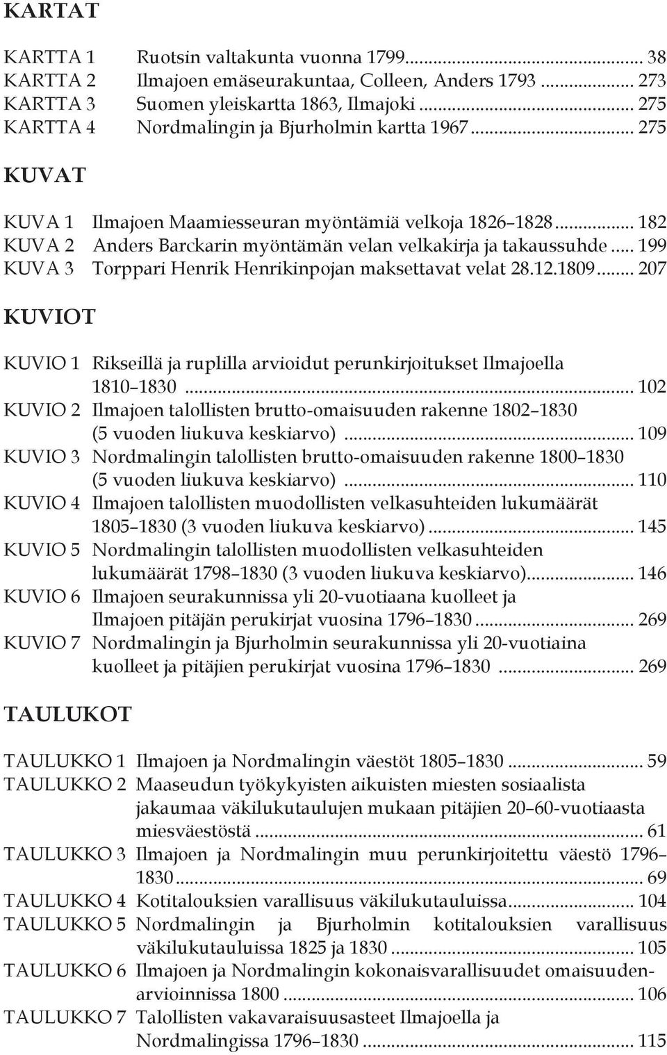 .. 199 KUVA 3 Torppari Henrik Henrikinpojan maksettavat velat 28.12.1809... 207 KUVIOT KUVIO 1 Rikseillä ja ruplilla arvioidut perunkirjoitukset Ilmajoella 1810 1830.