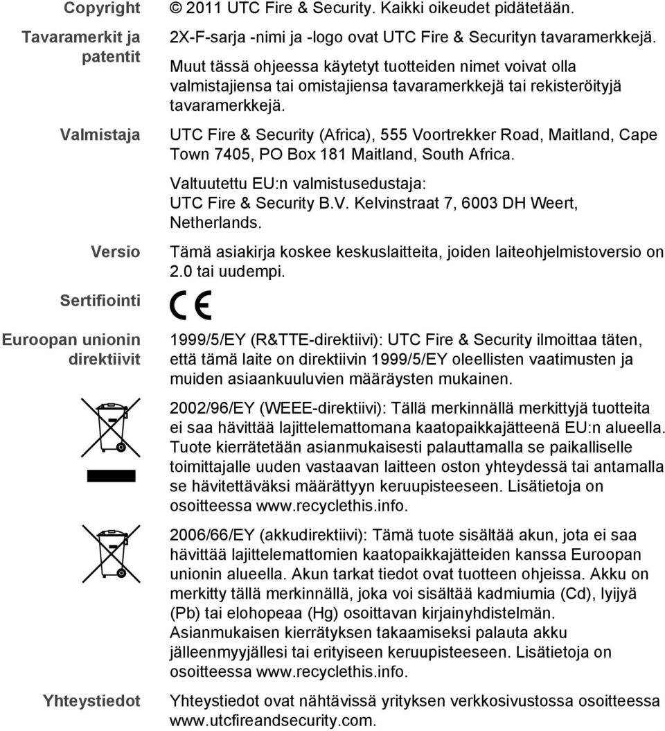 Muut tässä ohjeessa käytetyt tuotteiden nimet voivat olla valmistajiensa tai omistajiensa tavaramerkkejä tai rekisteröityjä tavaramerkkejä.