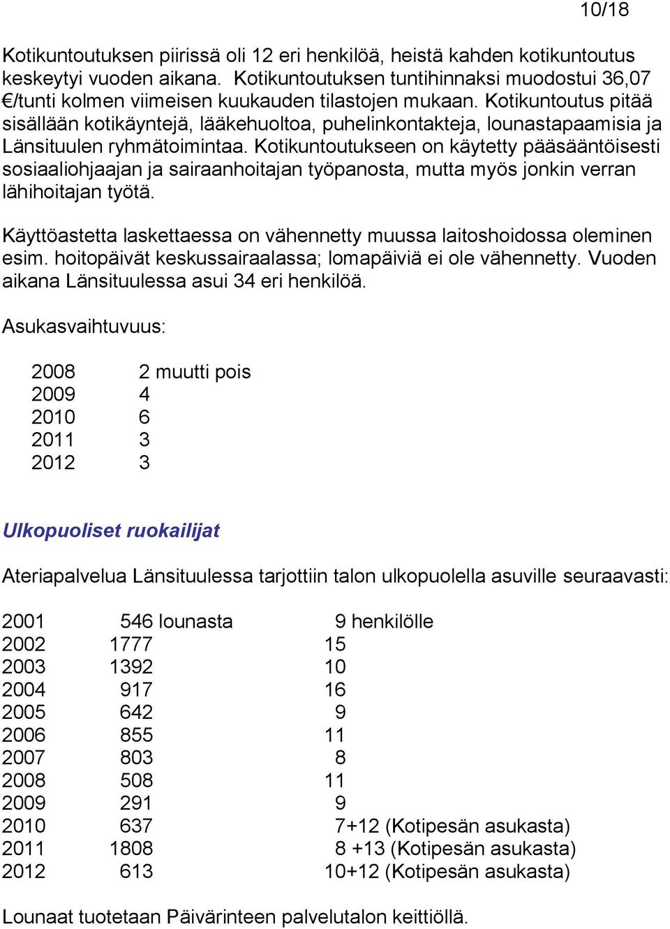 Kotikuntoutus pitää sisällään kotikäyntejä, lääkehuoltoa, puhelinkontakteja, lounastapaamisia ja Länsituulen ryhmätoimintaa.