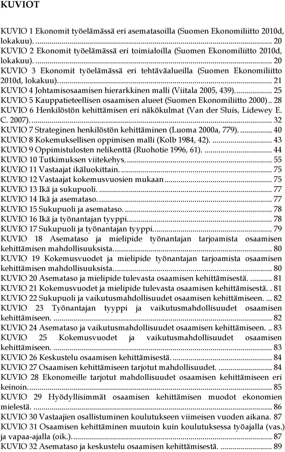 ... 25 KUVIO 5 Kauppatieteellisen osaamisen alueet (Suomen Ekonomiliitto 2000).. 28 KUVIO 6 Henkilöstön kehittämisen eri näkökulmat (Van der Sluis, Lidewey E. C. 2007).