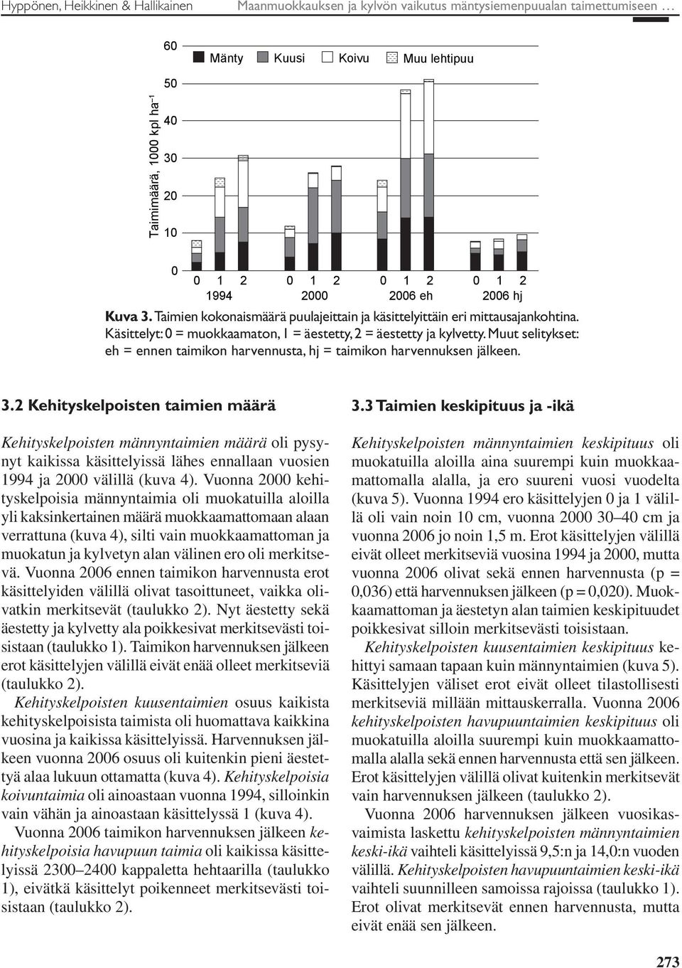 Muut selitykset: eh = ennen taimikon harvennusta, hj = taimikon harvennuksen jälkeen. 3.