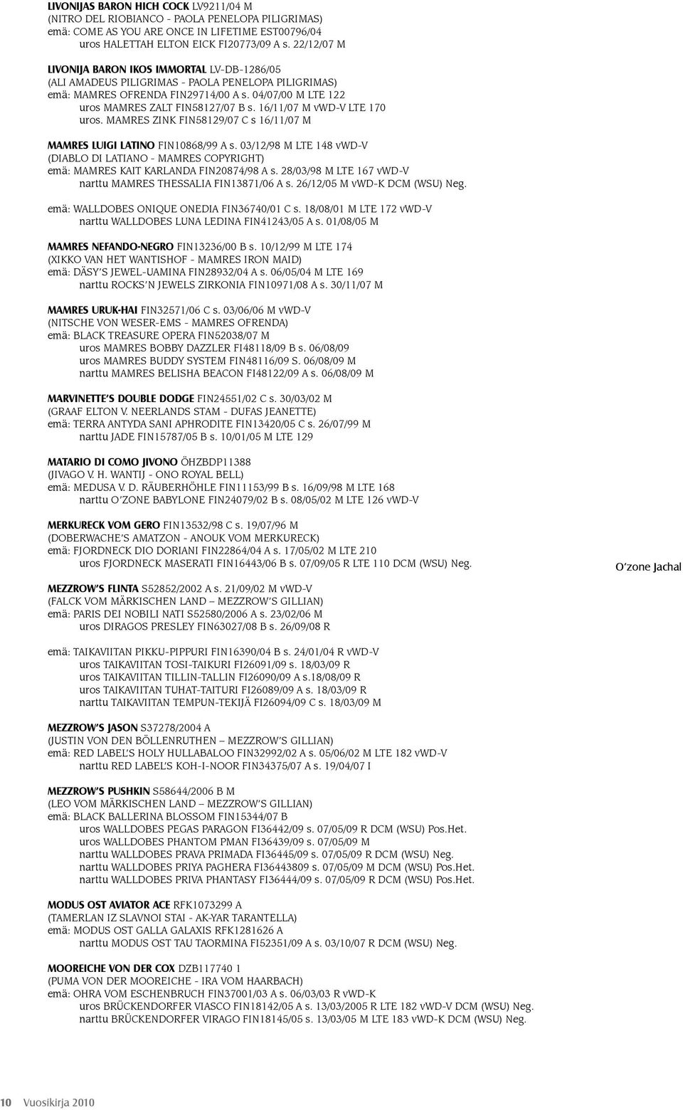 16/11/07 M vwd-v LTE 170 uros. MAMRES ZINK FIN58129/07 C s 16/11/07 M MAMRES LUIGI LATINO FIN10868/99 A s.