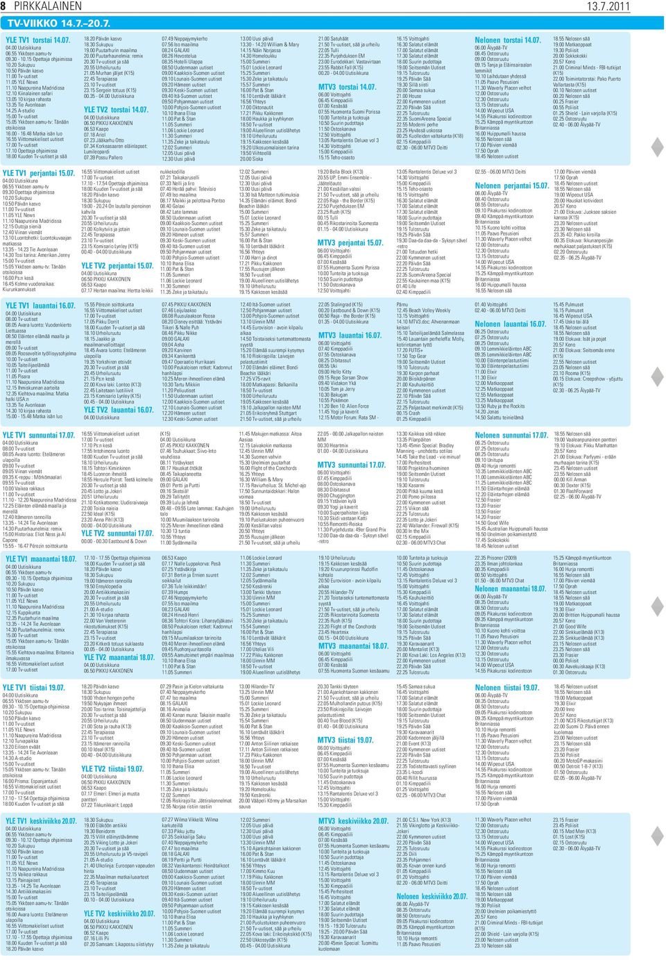 10 Opettaja ohjaimissa YLE TV1 perjantai 15.07. 06.55 Ykkösen aamu-tv 09.30 Opettaja ohjaimissa 10.20 Sukupuu 10.50 Päivän kasvo 11.05 YLE News 11.10 Naapureina Madridissa 12.15 Outoja sieniä 12.