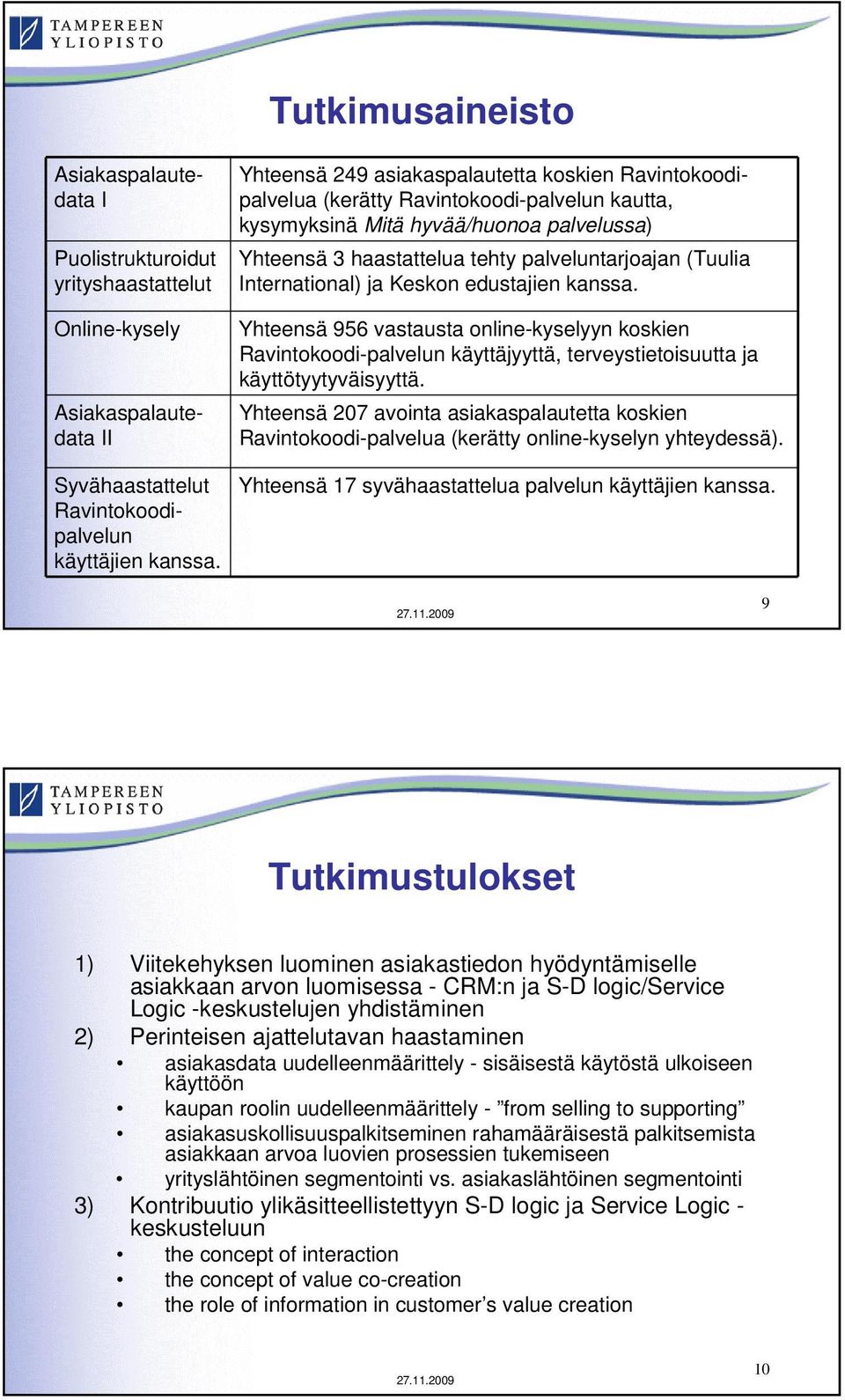 International) ja Keskon edustajien kanssa. Yhteensä 956 vastausta online-kyselyyn koskien Ravintokoodi-palvelun käyttäjyyttä, terveystietoisuutta ja käyttötyytyväisyyttä.