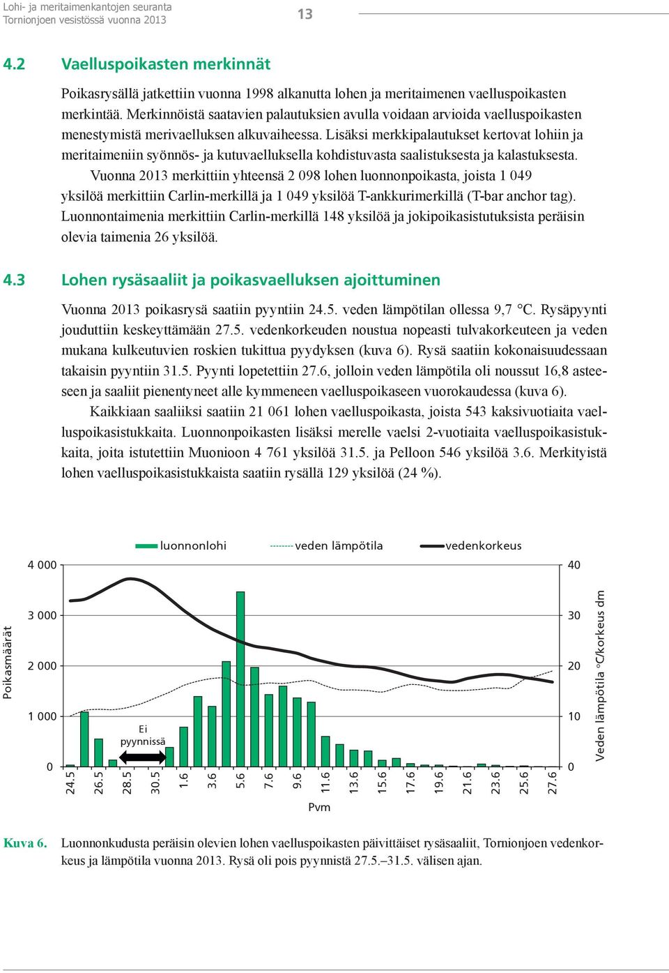 Merkinnöistä saatavien palautuksien avulla voidaan arvioida vaelluspoikasten menestymistä merivaelluksen alkuvaiheessa.