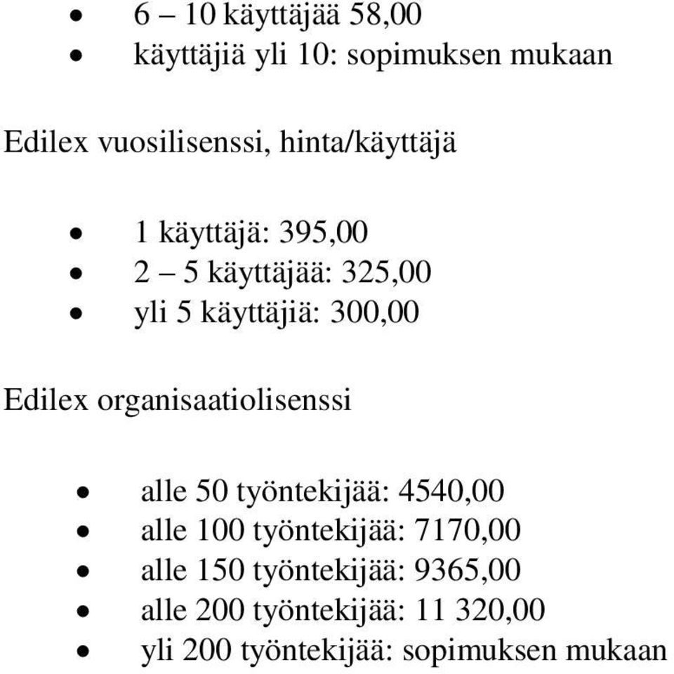 organisaatiolisenssi alle 50 työntekijää: 4540,00 alle 100 työntekijää: 7170,00 alle