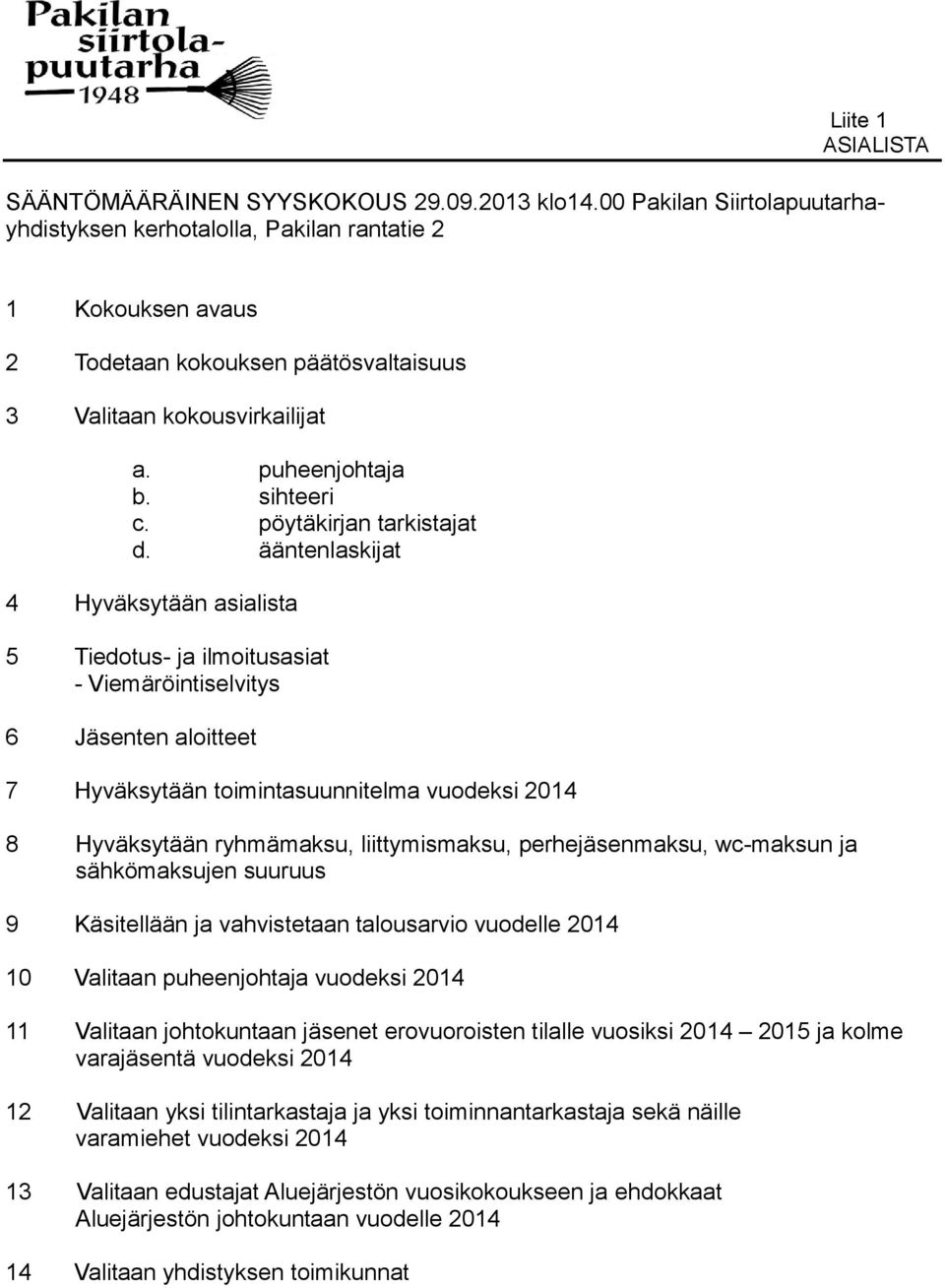 pöytäkirjan tarkistajat d.