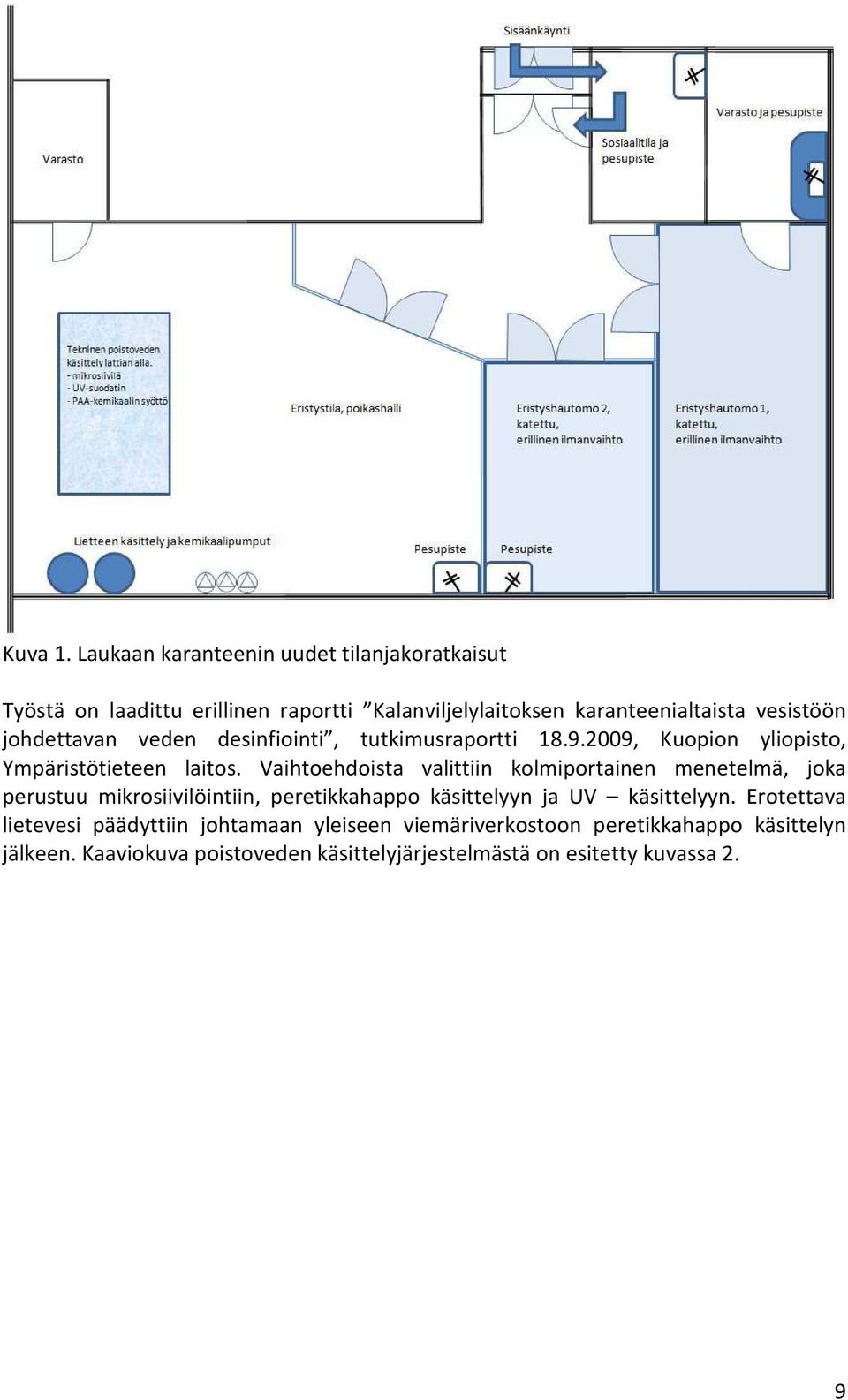 johdettavan veden desinfiointi, tutkimusraportti 18.9.2009, Kuopion yliopisto, Ympäristötieteen laitos.