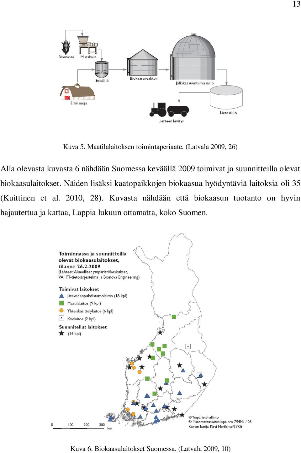 biokaasulaitokset. Näiden lisäksi kaatopaikkojen biokaasua hyödyntäviä laitoksia oli 35 (Kuittinen et al.