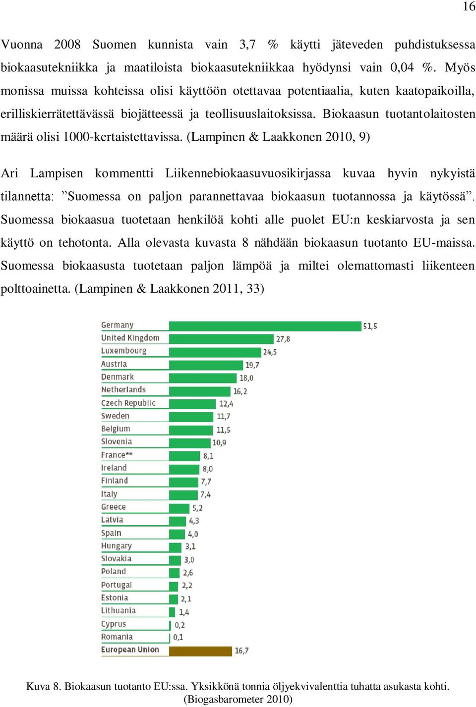 Biokaasun tuotantolaitosten määrä olisi 1000-kertaistettavissa.