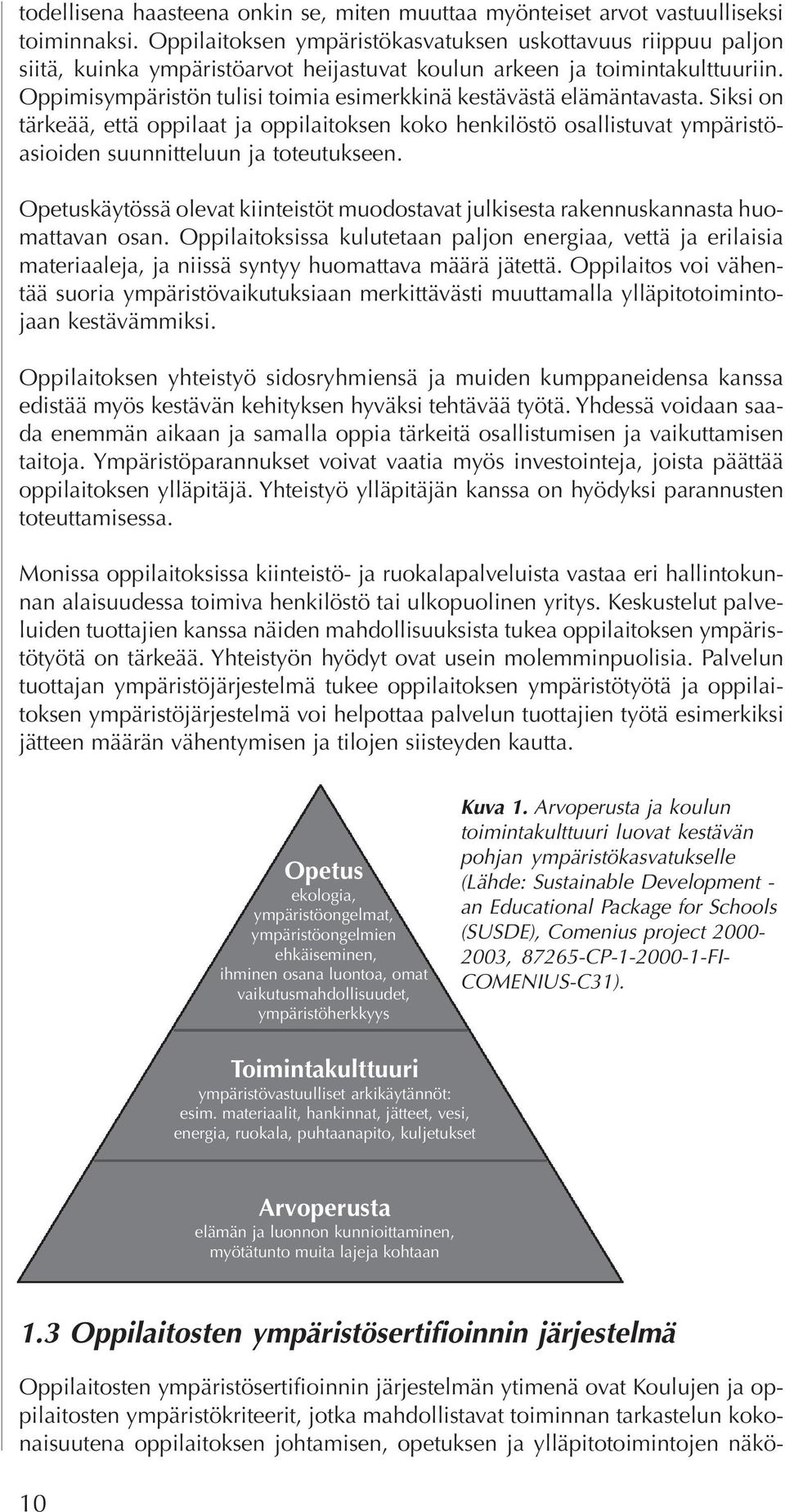 Oppimisympäristön tulisi toimia esimerkkinä kestävästä elämäntavasta. Siksi on tärkeää, että oppilaat ja oppilaitoksen koko henkilöstö osallistuvat ympäristöasioiden suunnitteluun ja toteutukseen.