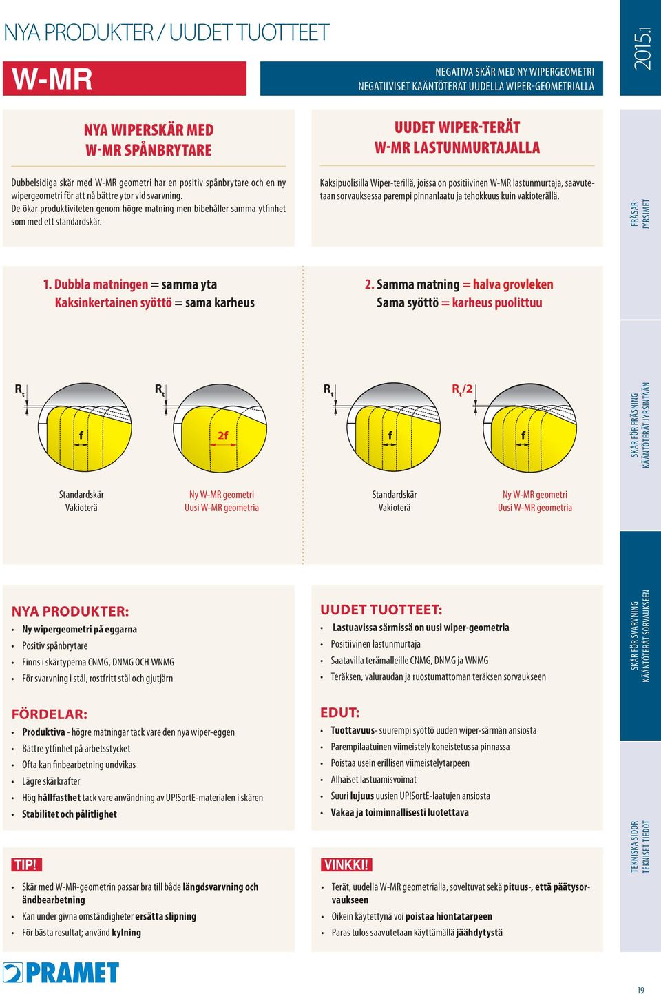 De ökar produktiviteten genom högre matning men bibehåller samma ytfinhet som med ett standardskär.