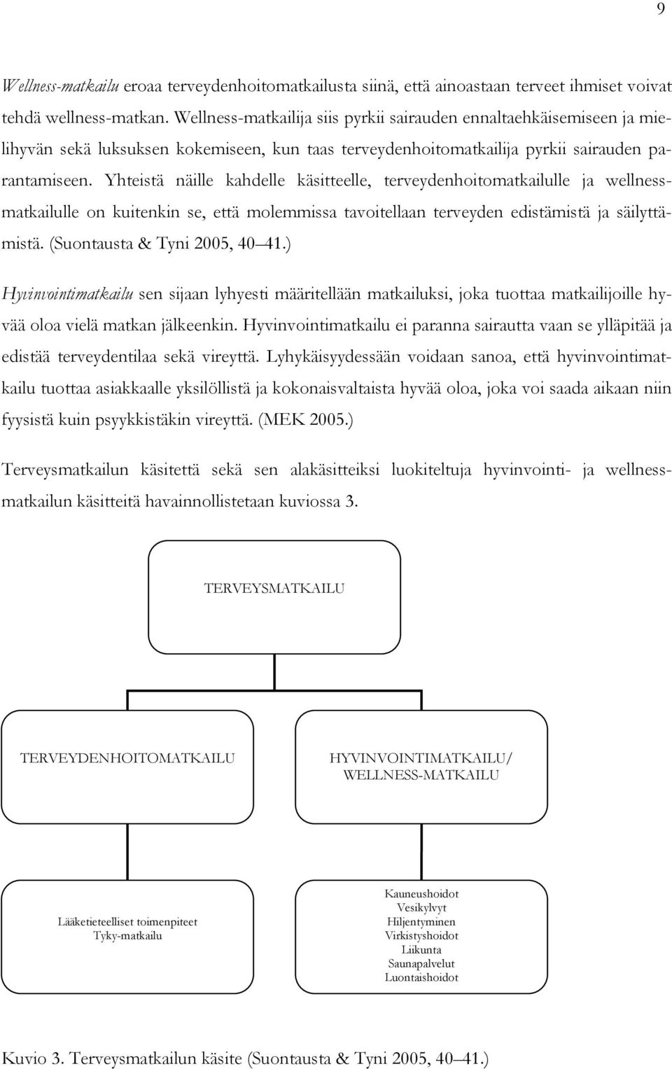 Yhteistä näille kahdelle käsitteelle, terveydenhoitomatkailulle ja wellnessmatkailulle on kuitenkin se, että molemmissa tavoitellaan terveyden edistämistä ja säilyttämistä.