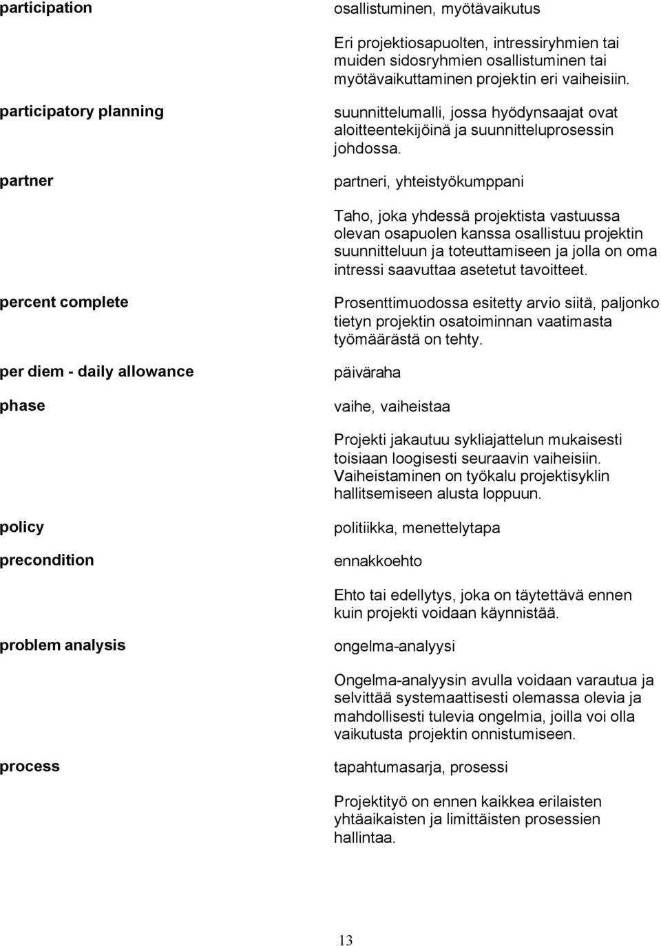 partneri, yhteistyökumppani Taho, joka yhdessä projektista vastuussa olevan osapuolen kanssa osallistuu projektin suunnitteluun ja toteuttamiseen ja jolla on oma intressi saavuttaa asetetut