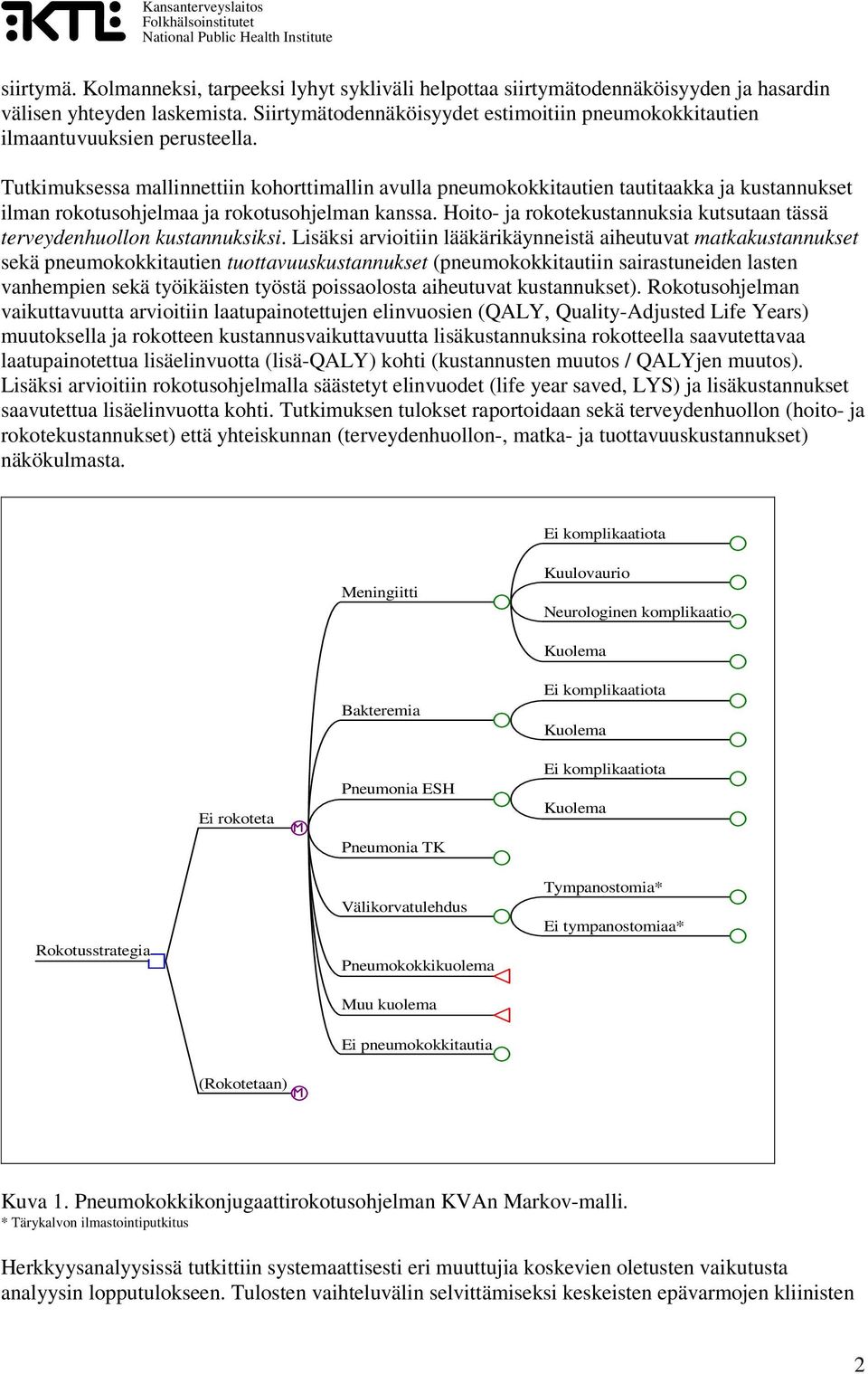 Tutkimuksessa mallinnettiin kohorttimallin avulla pneumokokkitautien tautitaakka ja kustannukset ilman rokotusohjelmaa ja rokotusohjelman kanssa.