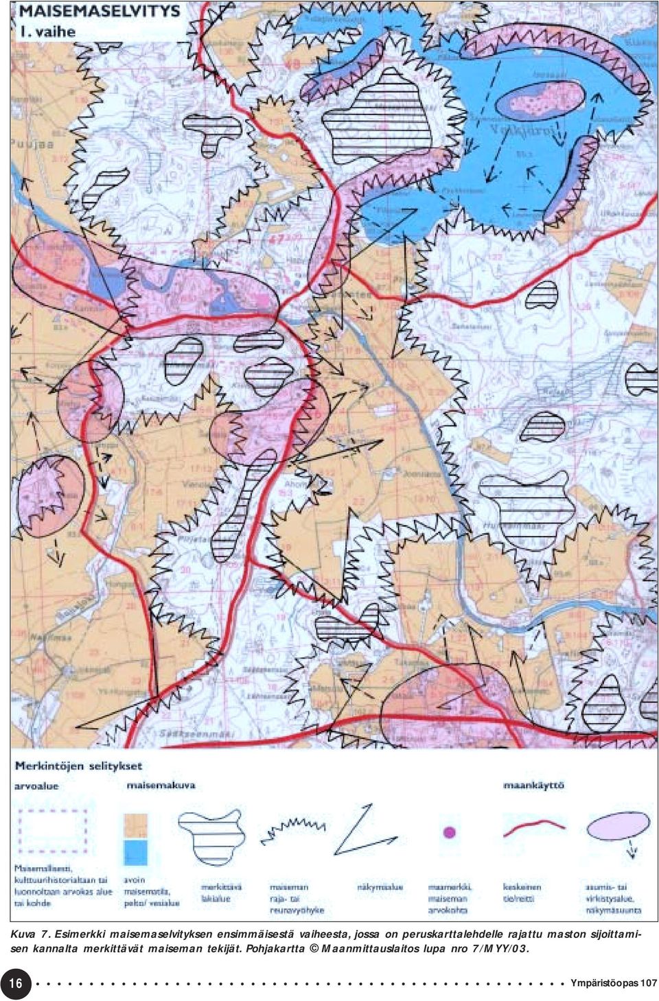 jossa on peruskarttalehdelle rajattu maston