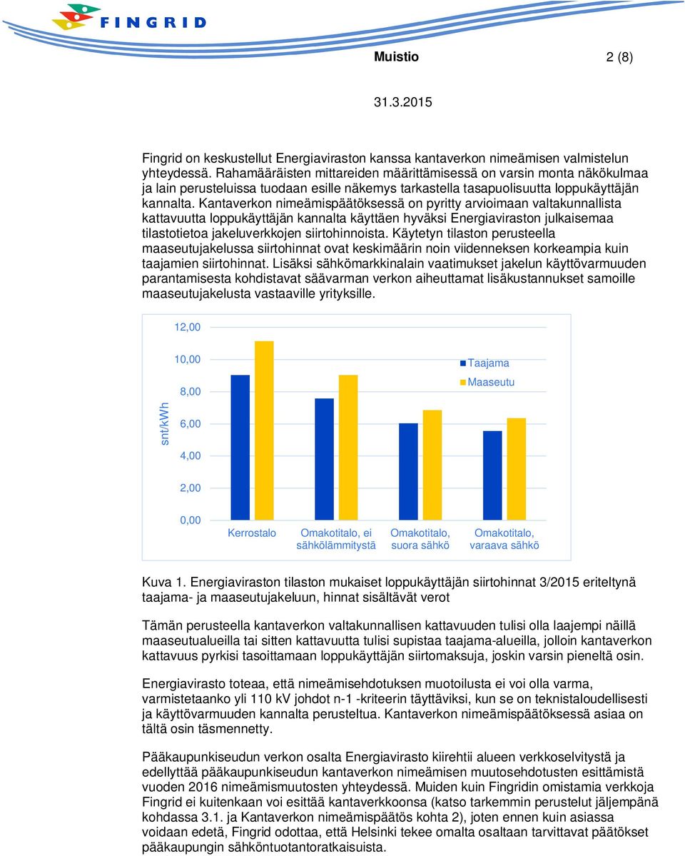 Kantaverkon nimeämispäätöksessä on pyritty arvioimaan valtakunnallista kattavuutta loppukäyttäjän kannalta käyttäen hyväksi Energiaviraston julkaisemaa tilastotietoa jakeluverkkojen siirtohinnoista.