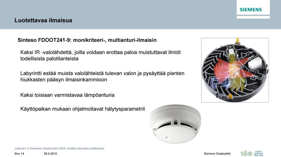 Labyrintti estää muista valolähteistä tulevan valon ja pysäyttää pienten hiukkasten pääsyn