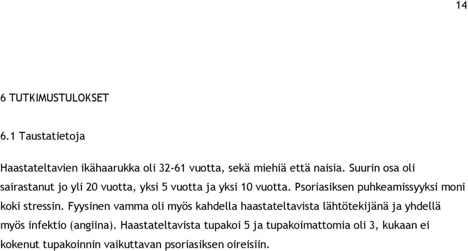 Psoriasiksen puhkeamissyyksi moni koki stressin.