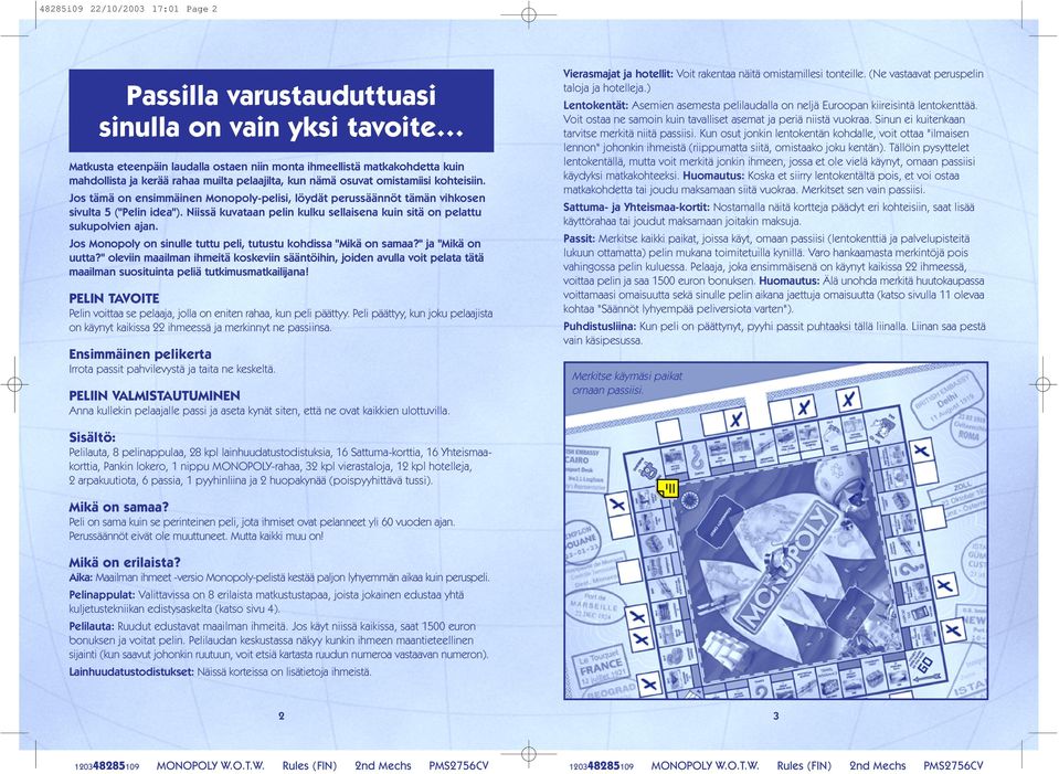 Niissä kuvataan pelin kulku sellaisena kuin sitä on pelattu sukupolvien ajan. Jos Monopoly on sinulle tuttu peli, tutustu kohdissa "Mikä on samaa?" ja "Mikä on uutta?