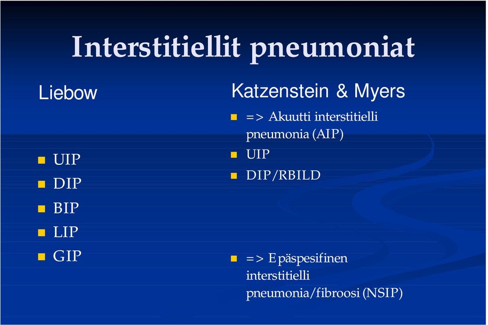 interstitielli pneumonia (AIP) UIP DIP/RBILD