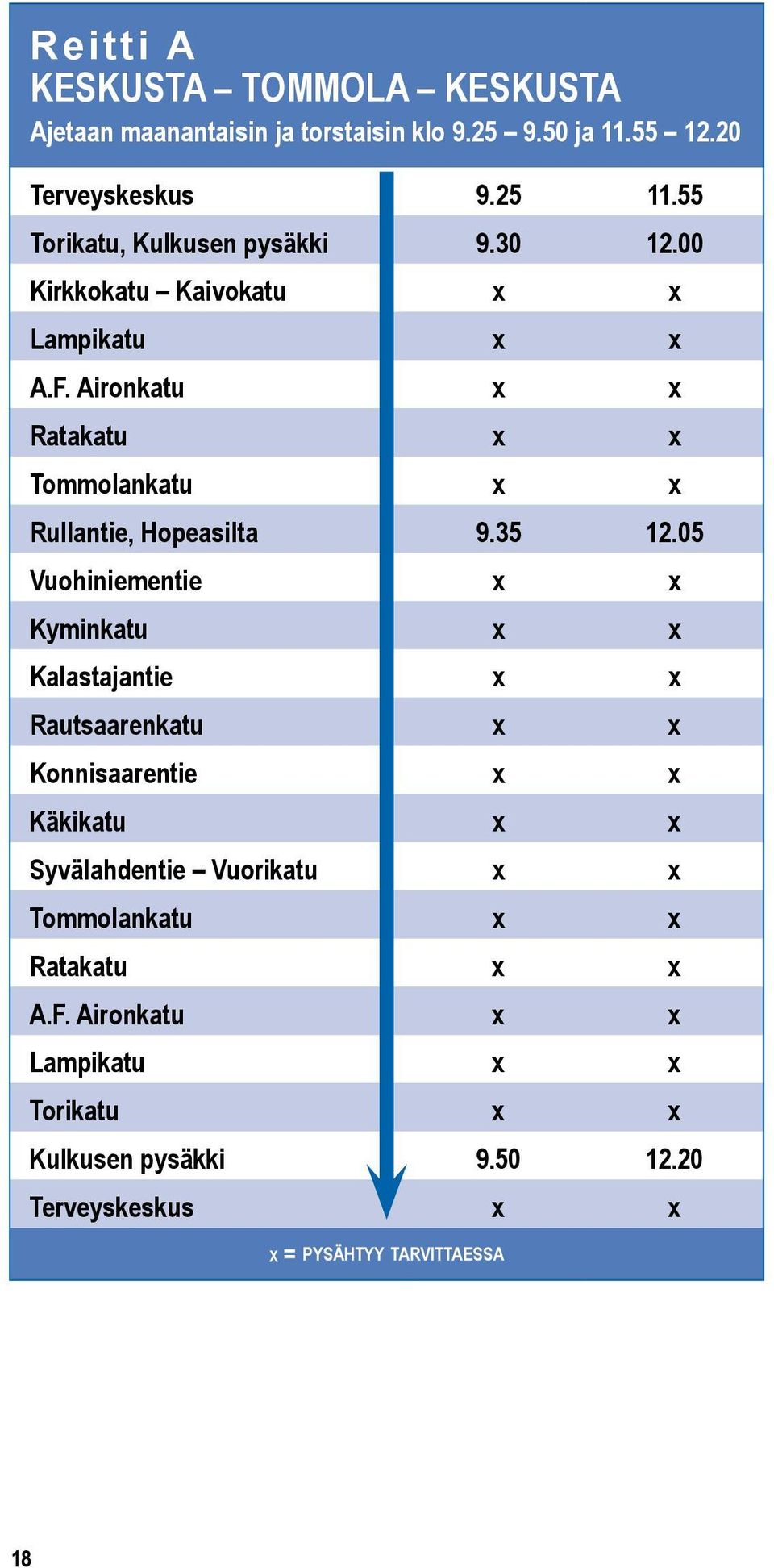 Aironkatu Ratakatu Tommoankatu Ruantie, Hopeasita 9.35 12.