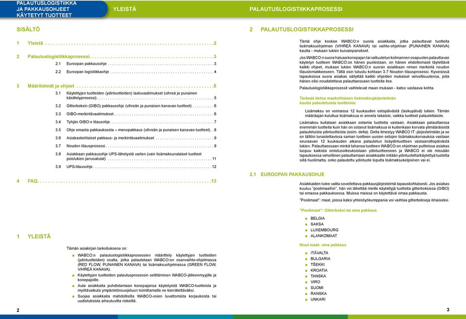 3 GIBO-merkintävaatimukset...6 3.4 Tyhjän GIBO:n tilausohje...7 3.5 Ohje omasta pakkauksesta menopakkaus (vihreän ja punaisen kanavan tuotteet).. 8 3.