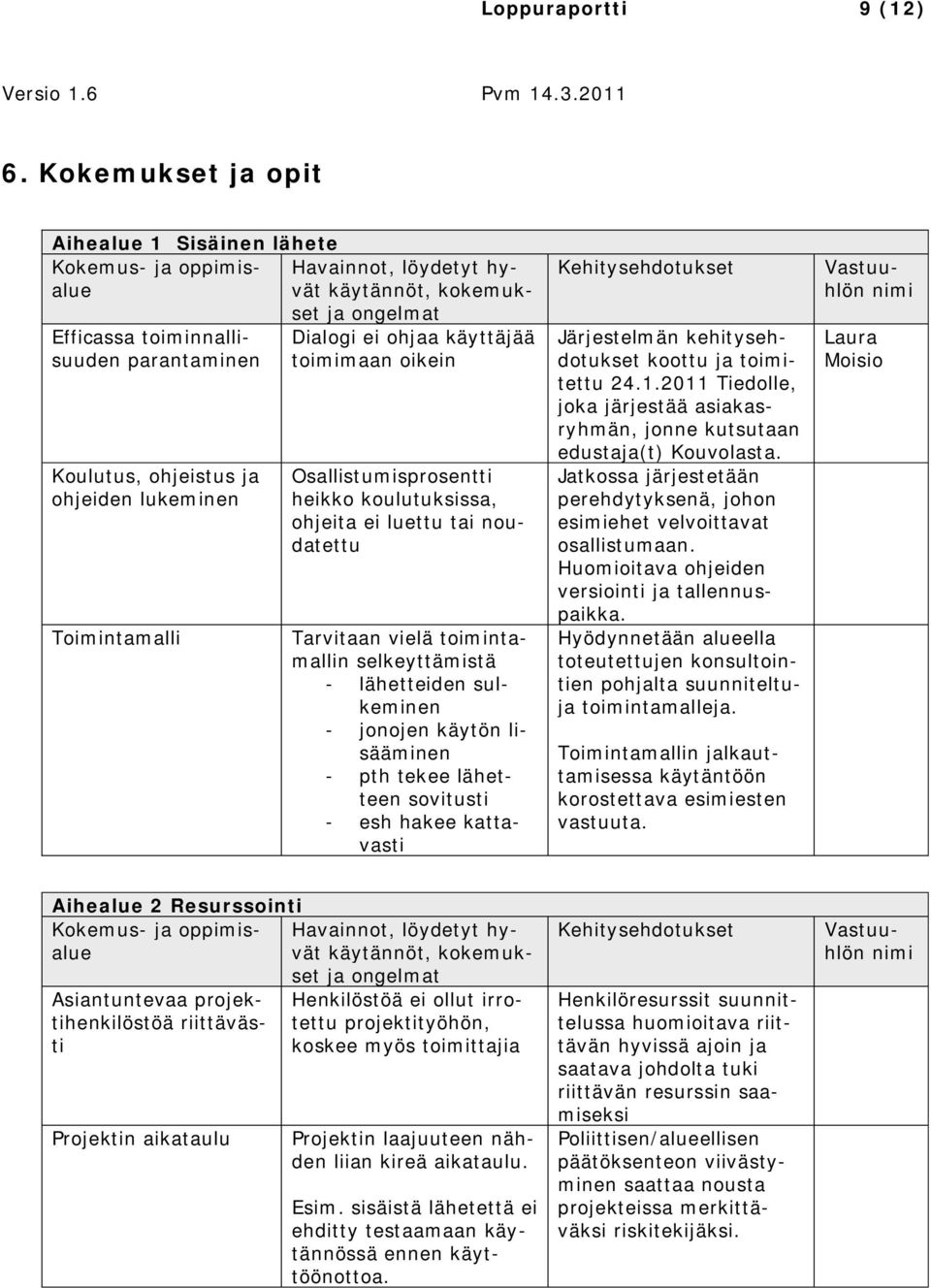 ohjeiden lukeminen Toimintamalli Dialogi ei ohjaa käyttäjää toimimaan oikein Osallistumisprosentti heikko koulutuksissa, ohjeita ei luettu tai noudatettu Tarvitaan vielä toimintamallin selkeyttämistä