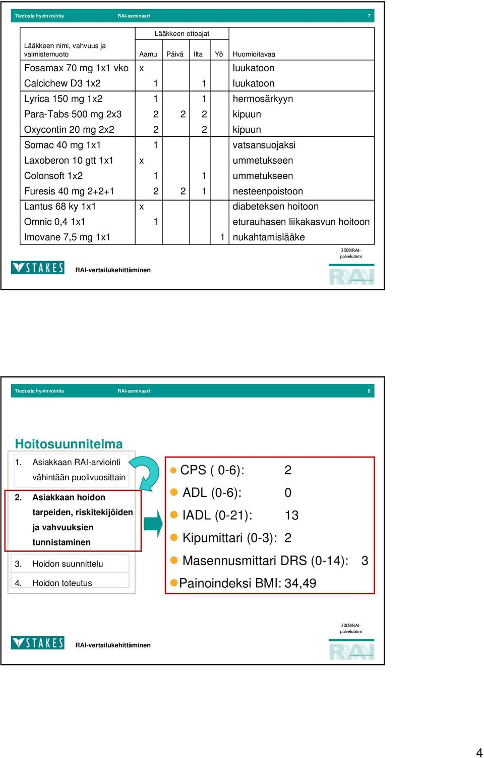 vatsansuojaksi ummetukseen ummetukseen nesteenpoistoon diabeteksen hoitoon eturauhasen liikakasvun hoitoon nukahtamislääke Tiedosta hyvinvointia RAI-seminaari 8.