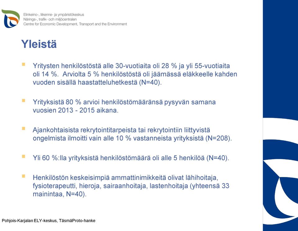 Yrityksistä 80 % arvioi henkilöstömääränsä pysyvän samana vuosien 2013-2015 aikana.