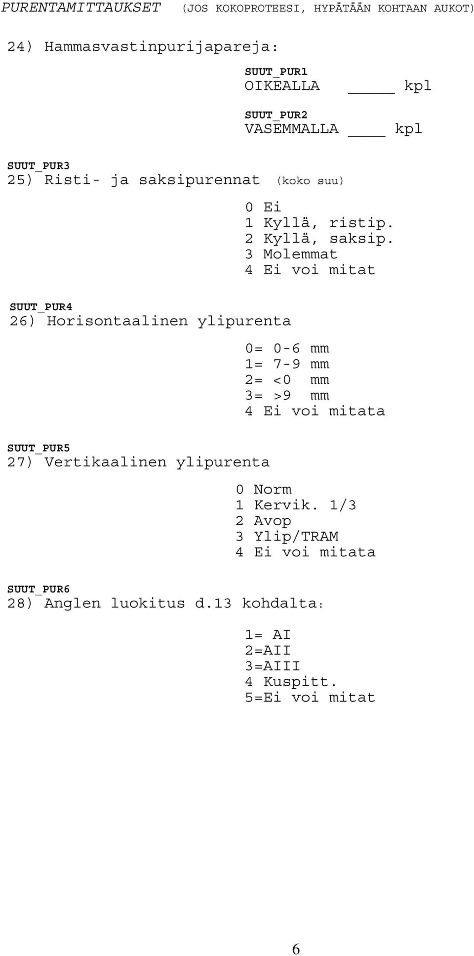 Vertikaalinen ylipurenta, ristip. 2 Kyllä, saksip.
