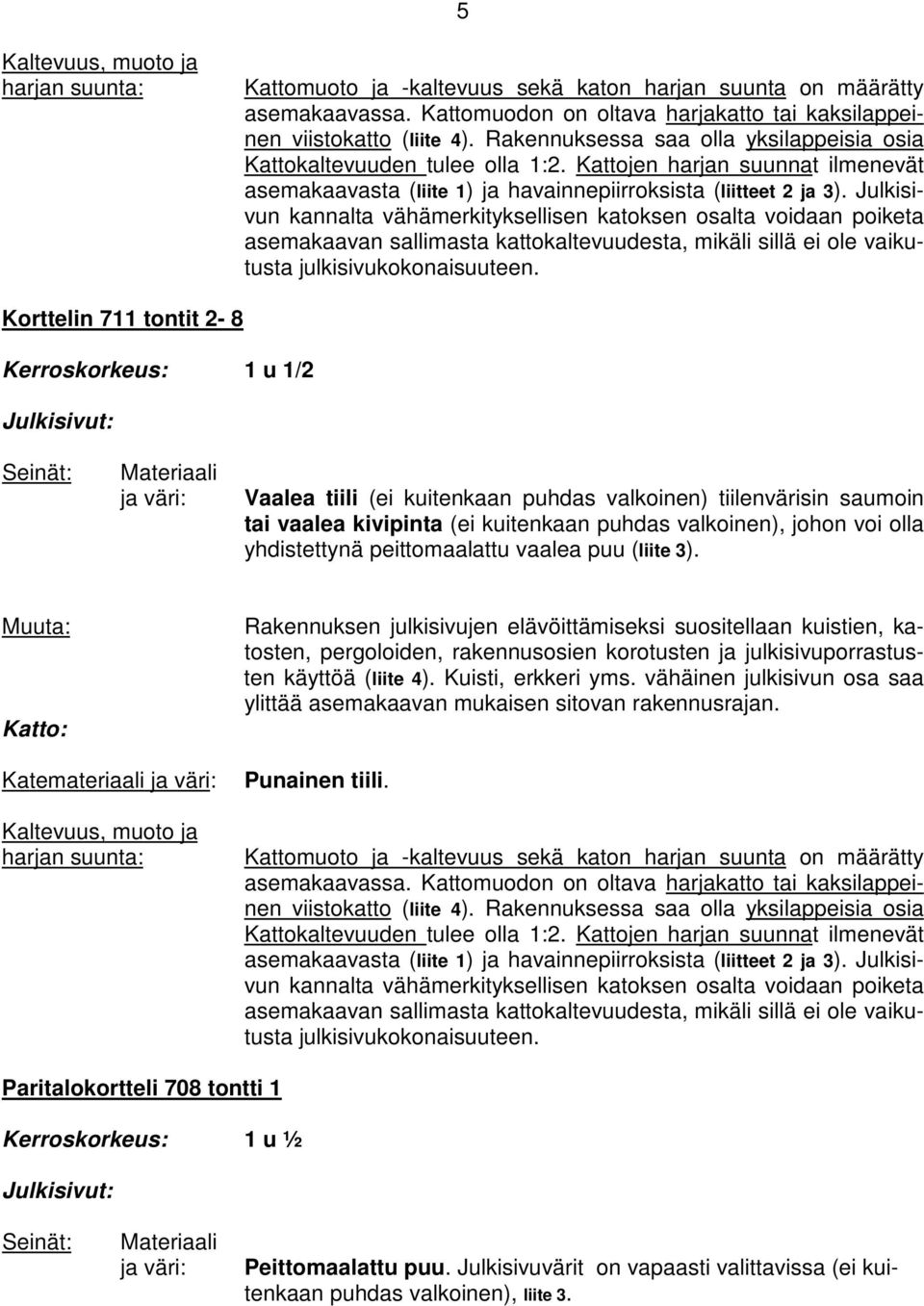 Julkisivun kannalta vähämerkityksellisen katoksen osalta voidaan poiketa asemakaavan sallimasta kattokaltevuudesta, mikäli sillä ei ole vaikutusta julkisivukokonaisuuteen.