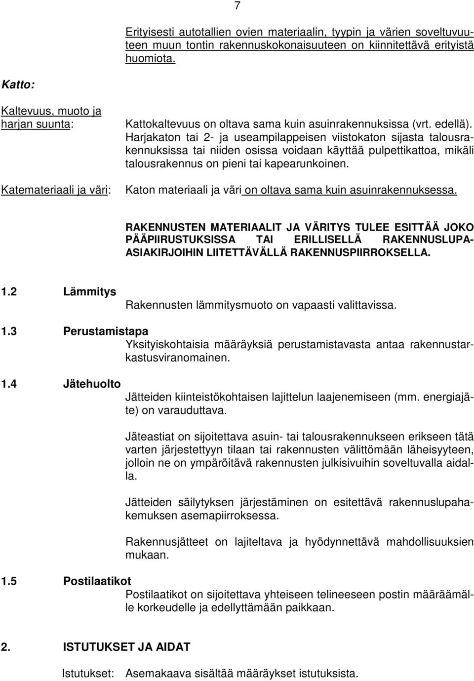 Harjakaton tai 2- ja useampilappeisen viistokaton sijasta talousrakennuksissa tai niiden osissa voidaan käyttää pulpettikattoa, mikäli talousrakennus on pieni tai kapearunkoinen.