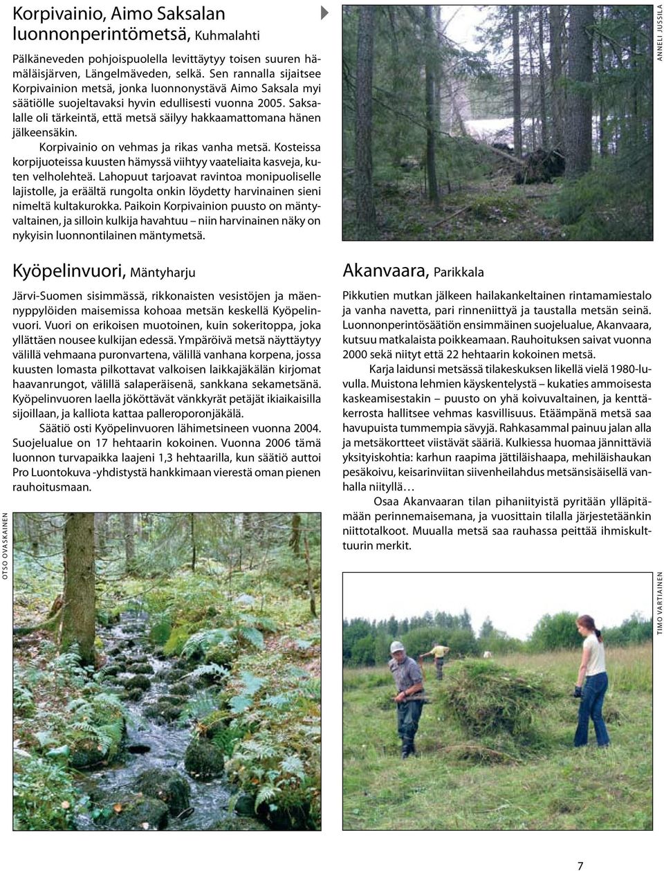 Saksalalle oli tärkeintä, että metsä säilyy hakkaamattomana hänen jälkeensäkin. Korpivainio on vehmas ja rikas vanha metsä.