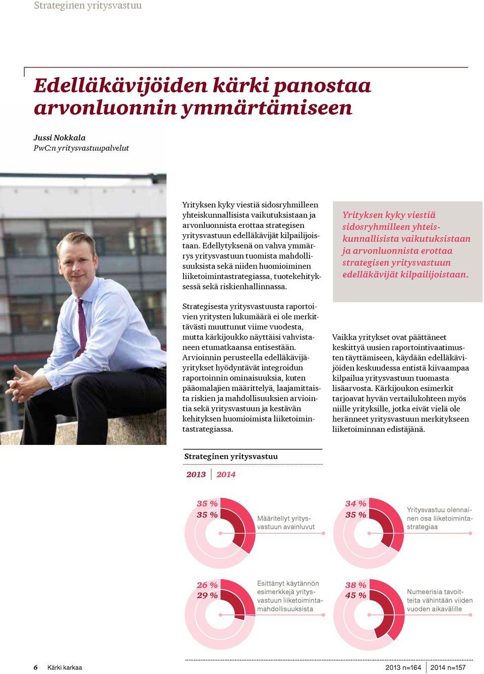 Edellytyksenä on vahva ymmärrys yritysvastuun tuomista mahdollisuuksista sekä niiden huomioiminen liiketoimintastrategiassa, tuotekehityksessä sekä riskienhallinnassa.