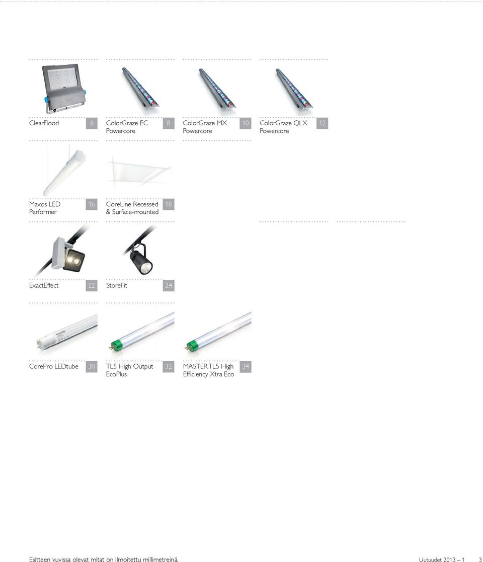 StoreFit 24 CorePro LEDtube 30 TL5 High Output EcoPlus 32 MASTER TL5 High Effi ciency