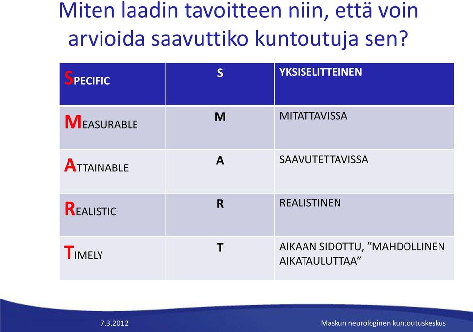 SPECIFIC S YKSISELITTEINEN MEASURABLE M MITATTAVISSA