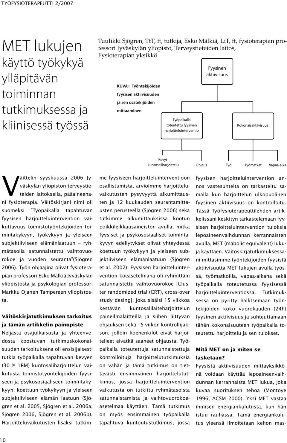 laitoksella, pääaineenani fysioterapia.