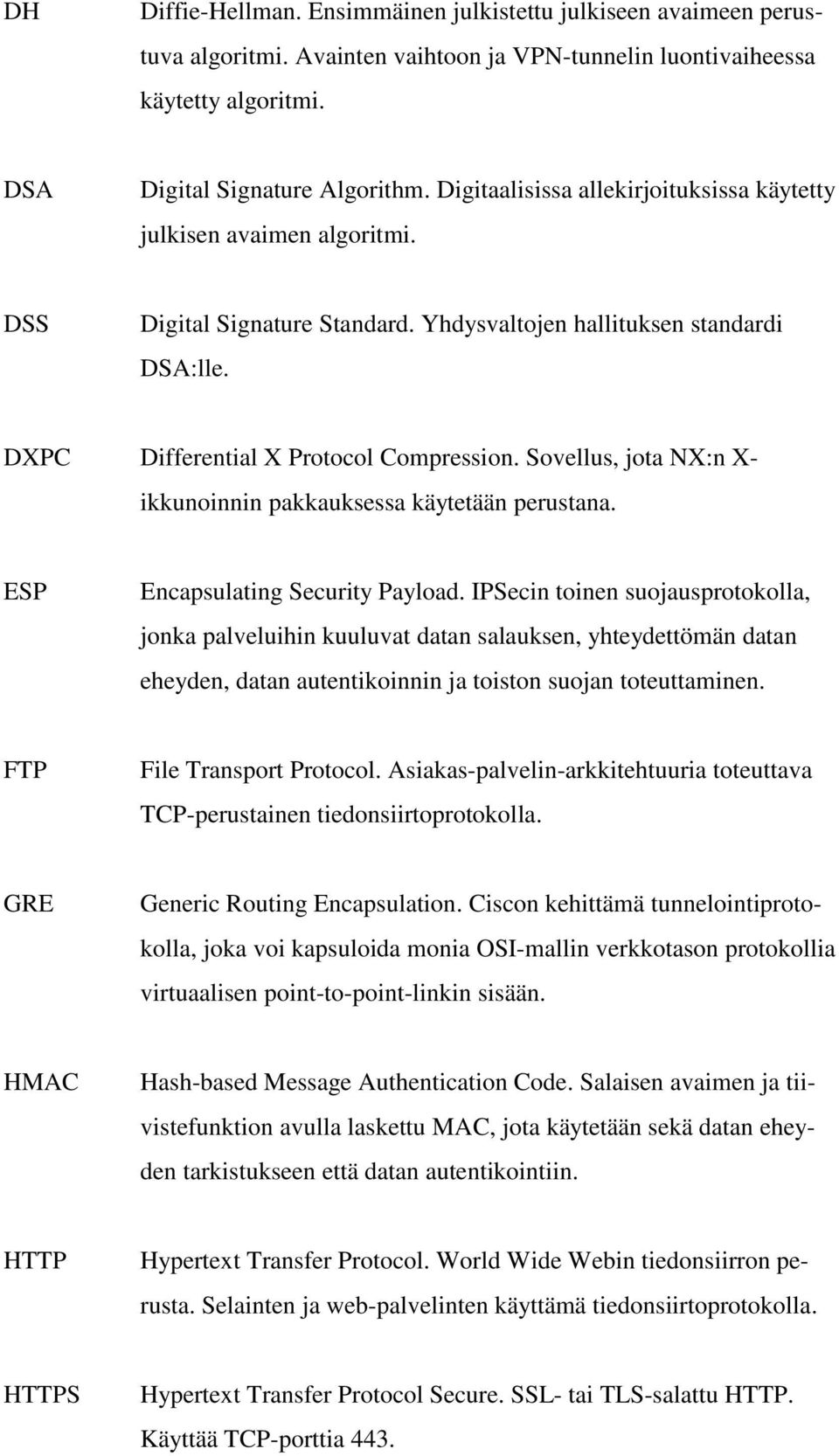 Sovellus, jota NX:n X- ikkunoinnin pakkauksessa käytetään perustana. ESP Encapsulating Security Payload.