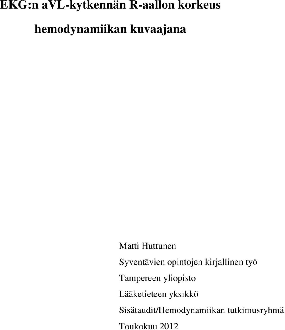 kirjallinen työ Tampereen yliopisto Lääketieteen